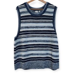 Gap High Neck Striped 100% Cotton Sleeveless Sweater Tank